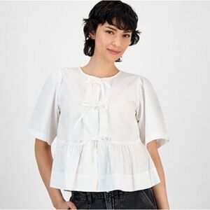 H&M Tie-front poplin blouse